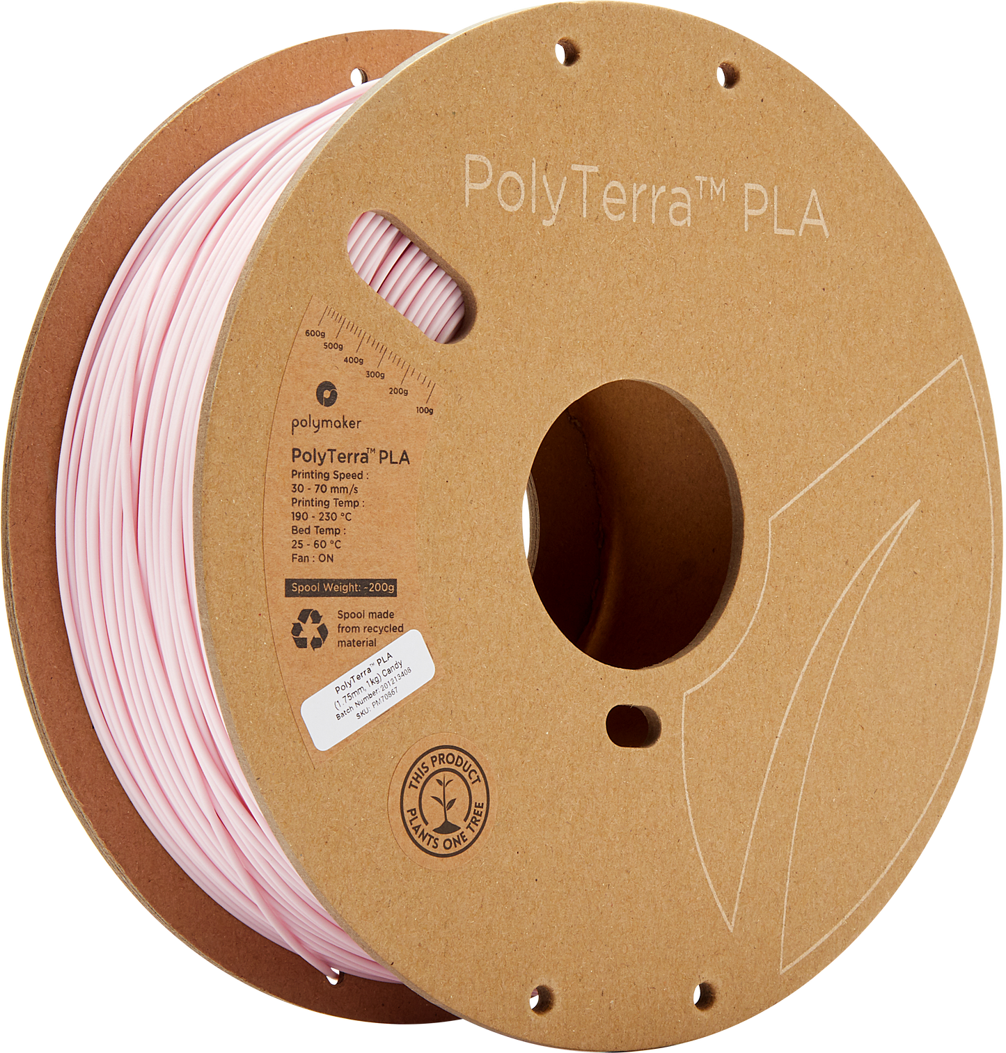 PolyTerra™ PLA Matte Candy 1kg 1.75mm Spool