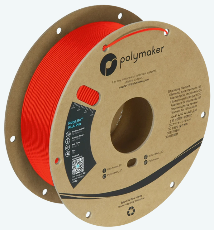 PolyLite PLA Pro Red 1kg 1.75mm Spool (Old Formula)