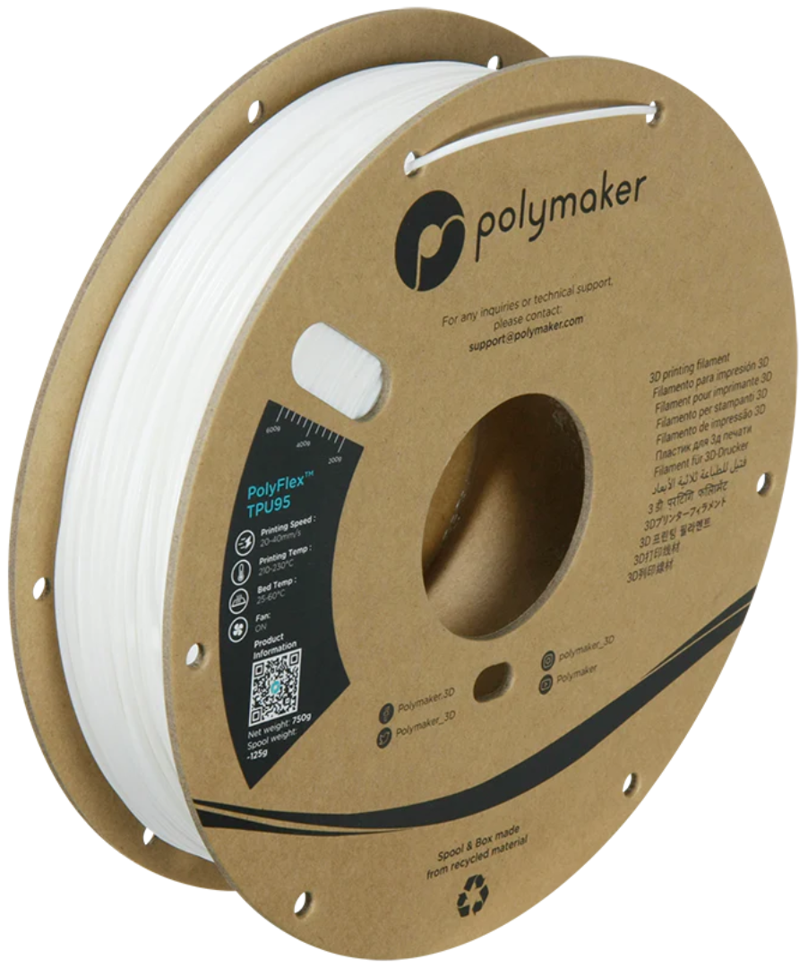 PolyFlex TPU95 White 750g 1.75mm Spool
