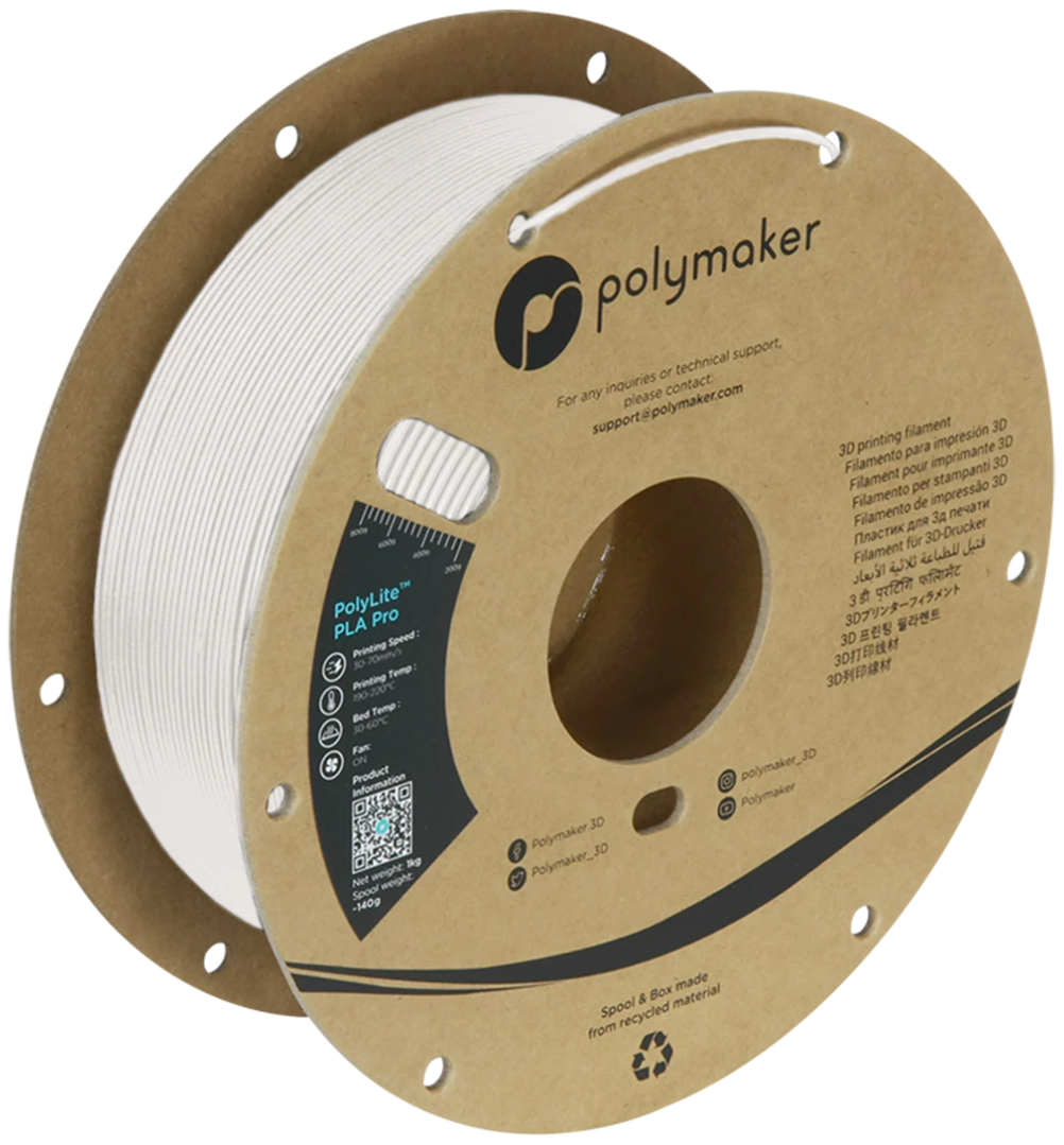 PolyLite PLA Pro White 1kg 1.75mm Spool (Old Formula)