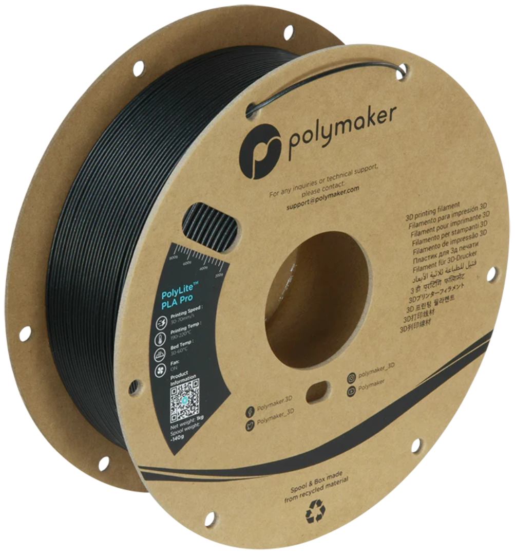 PolyLite PLA Pro Black 1kg 1.75mm Spool (Old Formula)