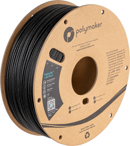 PolyLite LW-PLA Black 800g 1.75mm Spool