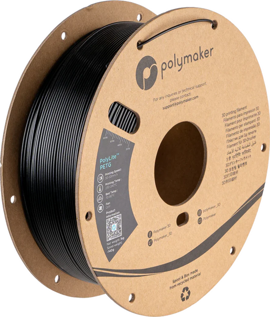 PolyLite PETG Black 1kg 1.75mm Spool (Old Formula)