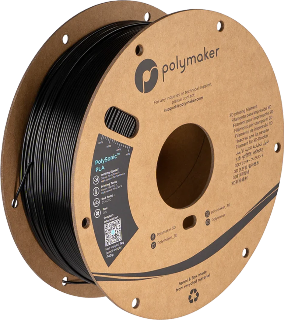 PolySonic PLA Black 1kg 1.75mm Spool