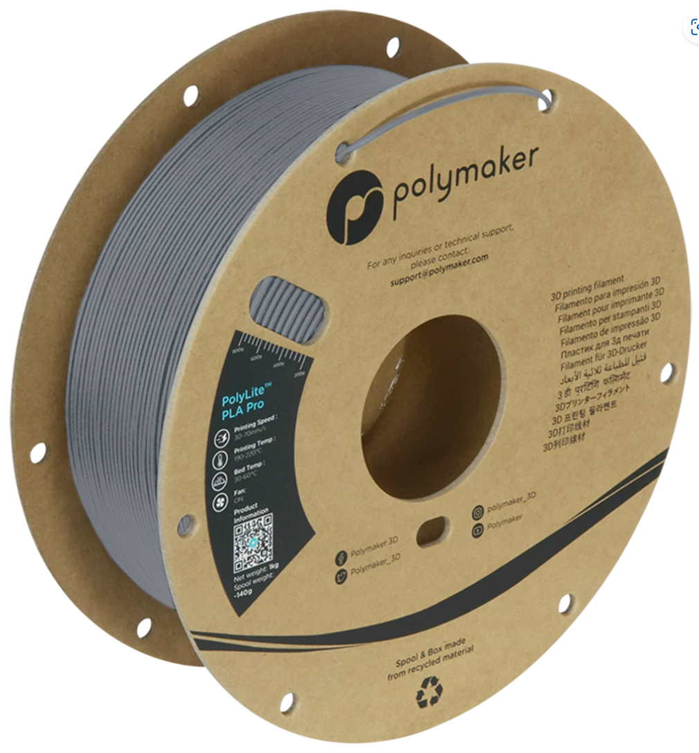 PolyLite PLA Pro Gray 1kg 1.75mm Spool (Old Formula)