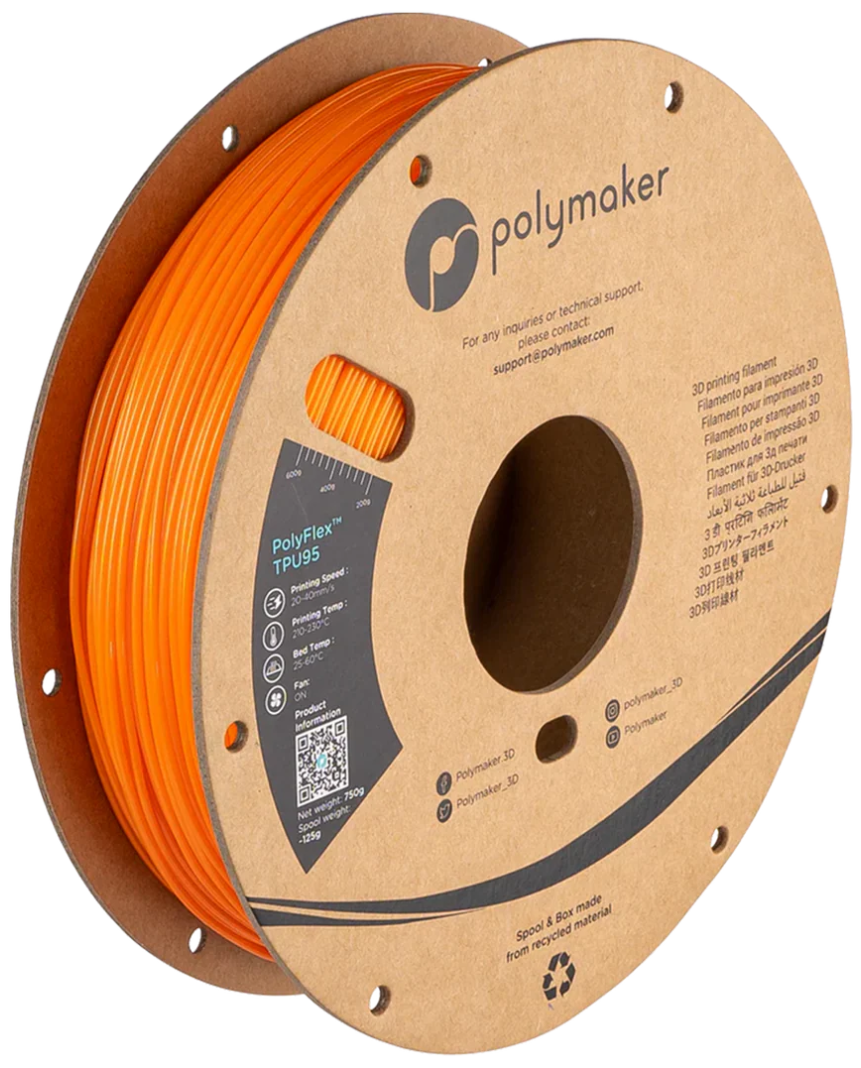 PolyFlex TPU95 Orange 750g 1.75mm Spool