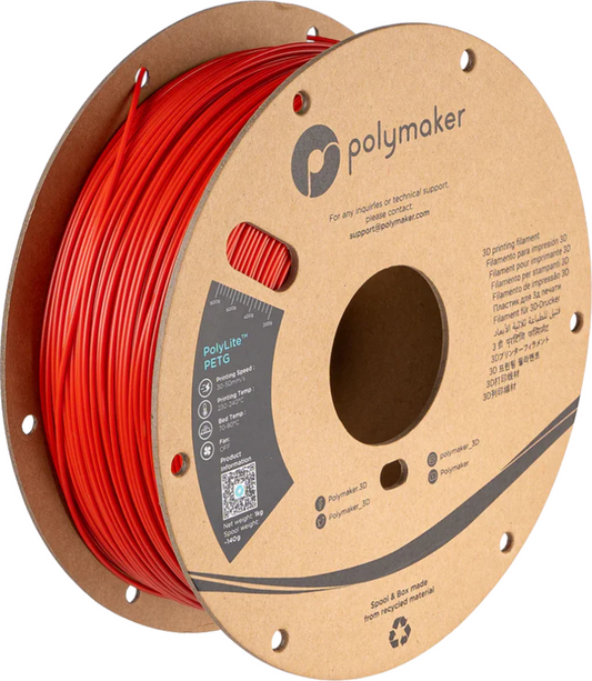 PolyLite PETG Red 1kg 1.75mm Spool (Old Formula)