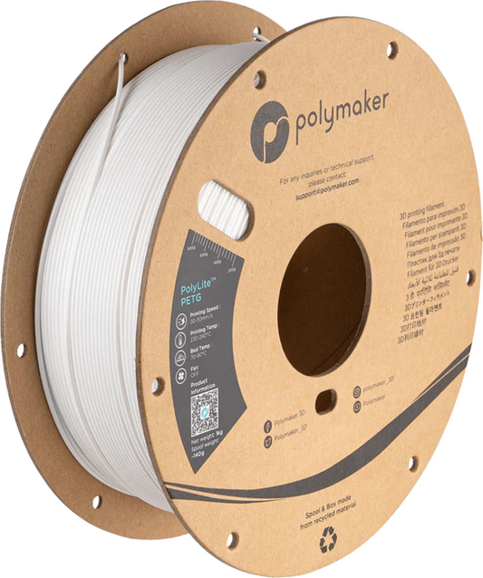 PolyLite PETG White 1kg 1.75mm Spool (Old Formula)