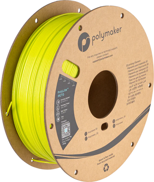 PolyLite PETG Yellow 1kg 1.75mm Spool (Old Formula)